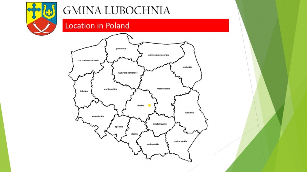 Grafika przedstawia umiejscowienie Gminy Lubochnia na mapie Polski